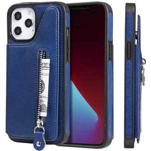 For iPhone 12 Pro Max Solid Color Double Buckle Zipper Shockproof Protective Case(Blue)