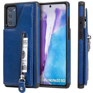 Solid Color Double Buckle Zipper Shockproof Protective Case For Samsung Galaxy Note20(Blue)