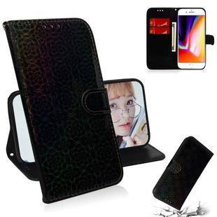 For iPhone 7 Plus / 8 Plus Solid Color Colorful Magnetic Buckle Horizontal Flip PU Leather Case with Holder & Card Slots & Wallet & Lanyard(Black)