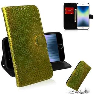 For iPhone 7 / 8 Solid Color Colorful Magnetic Buckle Horizontal Flip PU Leather Case with Holder & Card Slots & Wallet & Lanyard(Gold)