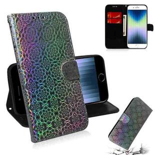 For iPhone 7 / 8 Solid Color Colorful Magnetic Buckle Horizontal Flip PU Leather Case with Holder & Card Slots & Wallet & Lanyard(Silver)