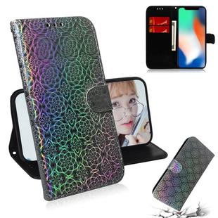 For iPhone X / XS Solid Color Colorful Magnetic Buckle Horizontal Flip PU Leather Case with Holder & Card Slots & Wallet & Lanyard(Silver)