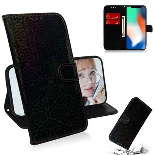 For iPhone X / XS Solid Color Colorful Magnetic Buckle Horizontal Flip PU Leather Case with Holder & Card Slots & Wallet & Lanyard(Black)