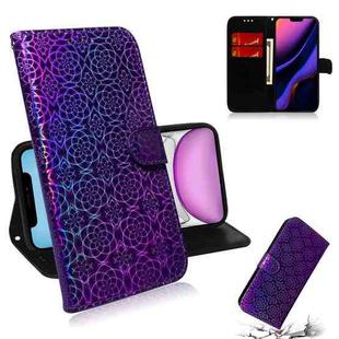 For iPhone 11 Solid Color Colorful Magnetic Buckle Horizontal Flip PU Leather Case with Holder & Card Slots & Wallet & Lanyard(Purple)