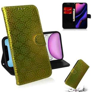 For iPhone 11 Solid Color Colorful Magnetic Buckle Horizontal Flip PU Leather Case with Holder & Card Slots & Wallet & Lanyard(Gold)