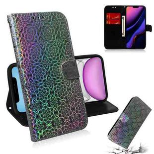For iPhone 11 Solid Color Colorful Magnetic Buckle Horizontal Flip PU Leather Case with Holder & Card Slots & Wallet & Lanyard(Silver)