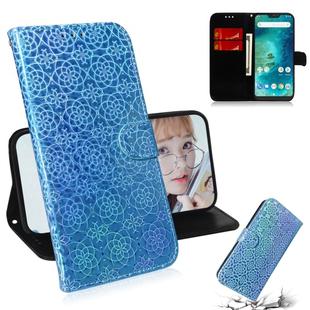 For Xiaomi Redmi 6 Pro Solid Color Colorful Magnetic Buckle Horizontal Flip PU Leather Case with Holder & Card Slots & Wallet & Lanyard(Blue)