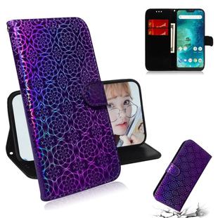 For Xiaomi Redmi 6 Pro Solid Color Colorful Magnetic Buckle Horizontal Flip PU Leather Case with Holder & Card Slots & Wallet & Lanyard(Purple)