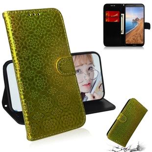 For Xiaomi Redmi 7A Solid Color Colorful Magnetic Buckle Horizontal Flip PU Leather Case with Holder & Card Slots & Wallet & Lanyard(Gold)