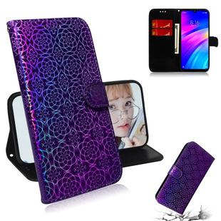 For Xiaomi Redmi 7 / Y3 Solid Color Colorful Magnetic Buckle Horizontal Flip PU Leather Case with Holder & Card Slots & Wallet & Lanyard(Purple)