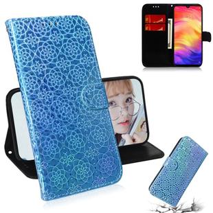 For Xiaomi Redmi Note 7 / 7S Solid Color Colorful Magnetic Buckle Horizontal Flip PU Leather Case with Holder & Card Slots & Wallet & Lanyard(Blue)
