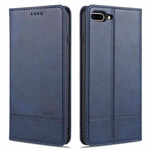 AZNS Magnetic Calf Texture Horizontal Flip Leather Case with Card Slots & Holder & Wallet For iPhone 8 Plus/7 Plus(Dark Blue)