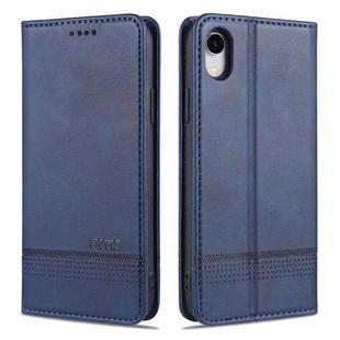 For iPhone XR AZNS Magnetic Calf Texture Horizontal Flip Leather Case with Card Slots & Holder & Wallet(Dark Blue)