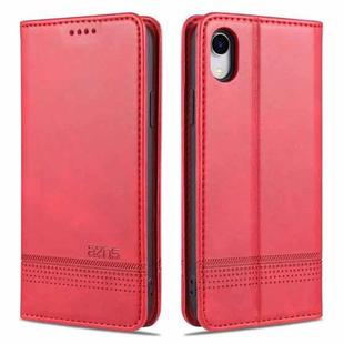 For iPhone XR AZNS Magnetic Calf Texture Horizontal Flip Leather Case with Card Slots & Holder & Wallet(Red)