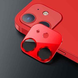 For iPhone 12 mini USAMS US-BH706 One-piece Metal Frame Rear Camera Lens Tempered Glass Film(Red)