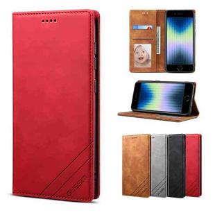 For iPhone SE 2022 / SE 2020 / 8 / 7 GUSSIM GS-001 Business Style Horizontal Flip Skin Feel PU Leather Case with Holder & Card Slots & Wallet & Photo Frame(Red)