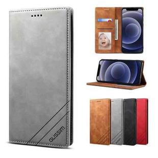 For iPhone 12 mini GUSSIM GS-001 Business Style Horizontal Flip Skin Feel PU Leather Case with Holder & Card Slots & Wallet & Photo Frame (Gray)