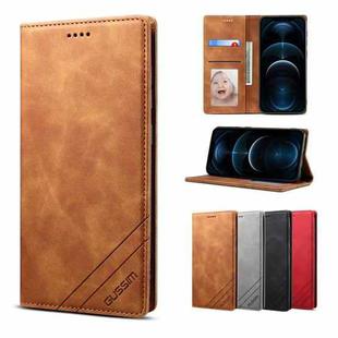For iPhone 12 Pro Max GUSSIM GS-001 Business Style Horizontal Flip Skin Feel PU Leather Case with Holder & Card Slots & Wallet & Photo Frame(Brown)