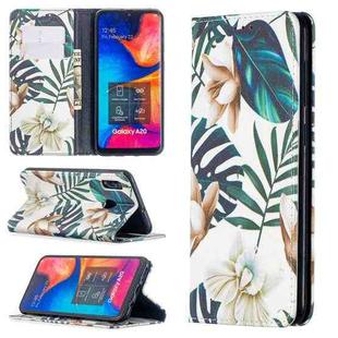 For Samsung Galaxy A30 Colored Drawing Pattern Invisible Magnetic Horizontal Flip PU Leather Case with Holder & Card Slots & Wallet(Red Leaves)