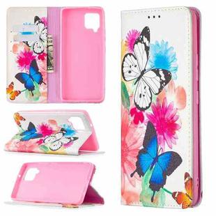 For Samsung Galaxy A42 5G Colored Drawing Pattern Invisible Magnetic Horizontal Flip PU Leather Case with Holder & Card Slots & Wallet(Two Butterflies)