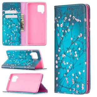 For Samsung Galaxy A42 5G Colored Drawing Pattern Invisible Magnetic Horizontal Flip PU Leather Case with Holder & Card Slots & Wallet(Plum Blossom)