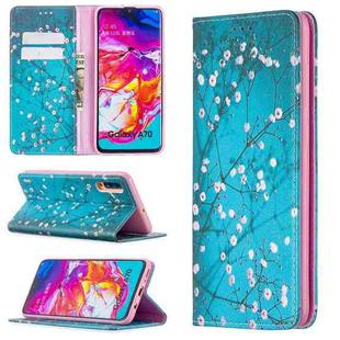 For Samsung Galaxy A70 Colored Drawing Pattern Invisible Magnetic Horizontal Flip PU Leather Case with Holder & Card Slots & Wallet(Plum Blossom)