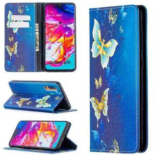 For Samsung Galaxy A70 Colored Drawing Pattern Invisible Magnetic Horizontal Flip PU Leather Case with Holder & Card Slots & Wallet(Kingdee)