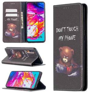 For Samsung Galaxy A70 Colored Drawing Pattern Invisible Magnetic Horizontal Flip PU Leather Case with Holder & Card Slots & Wallet(Bear)