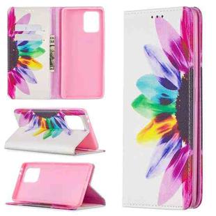 For Samsung Galaxy A91 Colored Drawing Pattern Invisible Magnetic Horizontal Flip PU Leather Case with Holder & Card Slots & Wallet(Sun Flower)