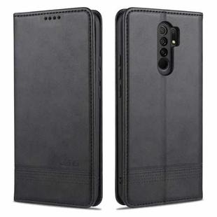 For Xiaomi Redmi 9 AZNS Magnetic Calf Texture Horizontal Flip Leather Case with Card Slots & Holder & Wallet(Black)