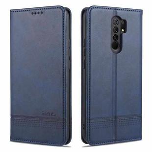 For Xiaomi Redmi 9 AZNS Magnetic Calf Texture Horizontal Flip Leather Case with Card Slots & Holder & Wallet(Dark Blue)