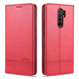 For Xiaomi Redmi 9 AZNS Magnetic Calf Texture Horizontal Flip Leather Case with Card Slots & Holder & Wallet(Red)