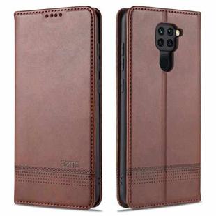 For Xiaomi Redmi Note 9 / 10X AZNS Magnetic Calf Texture Horizontal Flip Leather Case with Card Slots & Holder & Wallet(Dark Brown)