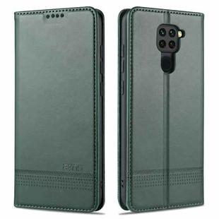 For Xiaomi Redmi Note 9 / 10X AZNS Magnetic Calf Texture Horizontal Flip Leather Case with Card Slots & Holder & Wallet(Drak Green)