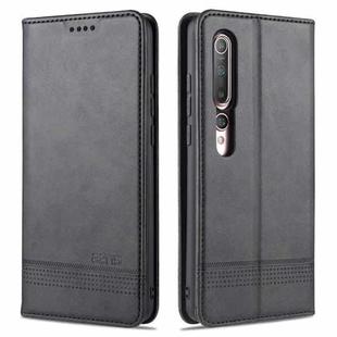 For Xiaomi Mi 10 5G / 10 Pro 5G AZNS Magnetic Calf Texture Horizontal Flip Leather Case with Card Slots & Holder & Wallet(Black)