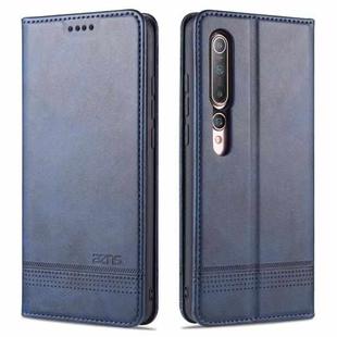 For Xiaomi Mi 10 5G / 10 Pro 5G AZNS Magnetic Calf Texture Horizontal Flip Leather Case with Card Slots & Holder & Wallet(Dark Blue)