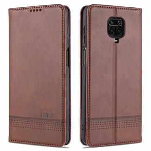 For Xiaomi Redmi Note 9 Pro / Note 9s AZNS Magnetic Calf Texture Horizontal Flip Leather Case with Card Slots & Holder & Wallet(Dark Brown)