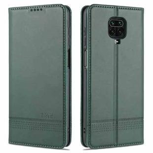 For Xiaomi Redmi Note 9 Pro / Note 9s AZNS Magnetic Calf Texture Horizontal Flip Leather Case with Card Slots & Holder & Wallet(Drak Green)