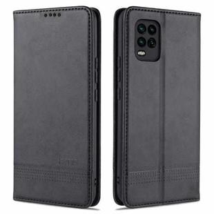 For Xiaomi Mi 10 Lite AZNS Magnetic Calf Texture Horizontal Flip Leather Case with Card Slots & Holder & Wallet(Black)