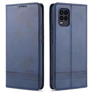 For Xiaomi Mi 10 Lite AZNS Magnetic Calf Texture Horizontal Flip Leather Case with Card Slots & Holder & Wallet(Dark Blue)