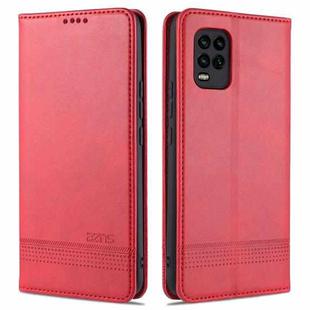 For Xiaomi Mi 10 Lite AZNS Magnetic Calf Texture Horizontal Flip Leather Case with Card Slots & Holder & Wallet(Red)