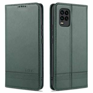 For Xiaomi Mi 10 Lite AZNS Magnetic Calf Texture Horizontal Flip Leather Case with Card Slots & Holder & Wallet(Drak Green)