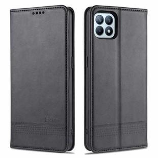 For OPPO Reno4 SE AZNS Magnetic Calf Texture Horizontal Flip Leather Case with Card Slots & Holder & Wallet(Black)