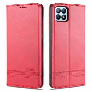 For OPPO Reno4 SE AZNS Magnetic Calf Texture Horizontal Flip Leather Case with Card Slots & Holder & Wallet(Red)