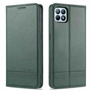 For OPPO Reno4 SE AZNS Magnetic Calf Texture Horizontal Flip Leather Case with Card Slots & Holder & Wallet(Drak Green)