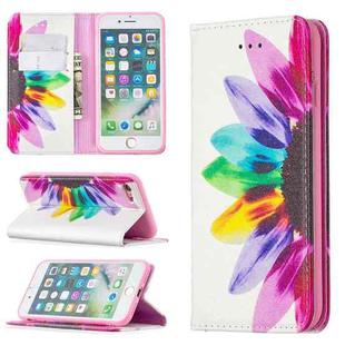 Colored Drawing Pattern Invisible Magnetic Horizontal Flip PU Leather Case with Holder & Card Slots & Wallet For iPhone 8 & 7(Sun Flower)