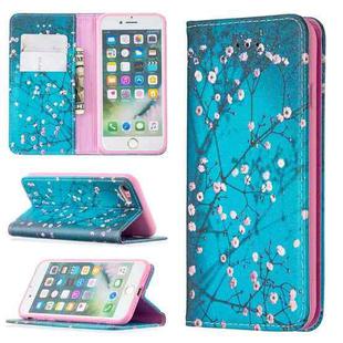 Colored Drawing Pattern Invisible Magnetic Horizontal Flip PU Leather Case with Holder & Card Slots & Wallet For iPhone 8 & 7(Plum Blossom)