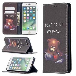 Colored Drawing Pattern Invisible Magnetic Horizontal Flip PU Leather Case with Holder & Card Slots & Wallet For iPhone 8 Plus & 7 Plus(Bear)