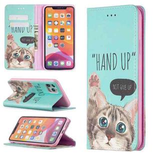For iPhone 11 Pro Colored Drawing Pattern Invisible Magnetic Horizontal Flip PU Leather Case with Holder & Card Slots & Wallet (Cat)