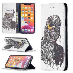 For iPhone 11 Pro Colored Drawing Pattern Invisible Magnetic Horizontal Flip PU Leather Case with Holder & Card Slots & Wallet (Girl)